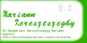 mariann keresztszeghy business card